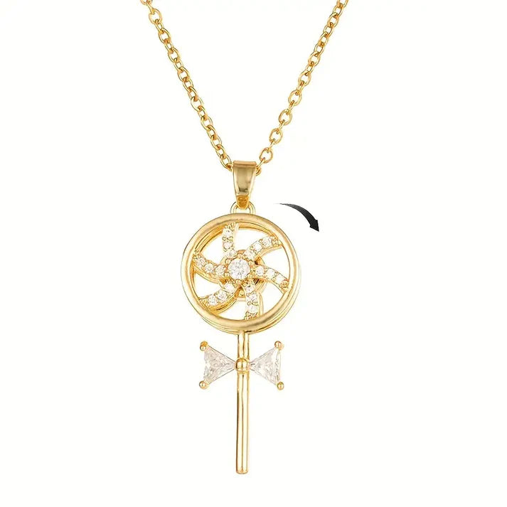 Sparkling Pinwheel Rotating Necklace