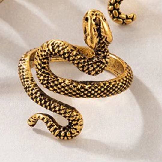 Gold Textured Snake Wrap Ring