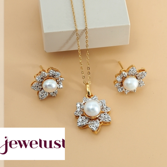 Zircon Flower Pendant Set